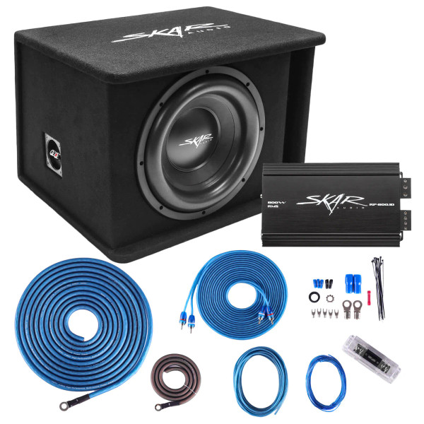 Skar Audio BNDLE-SDR-1X12D2 Single 12" 600W RMS SDR Series Complete Subwoofer Package with Vented Enclosure and Amplifier