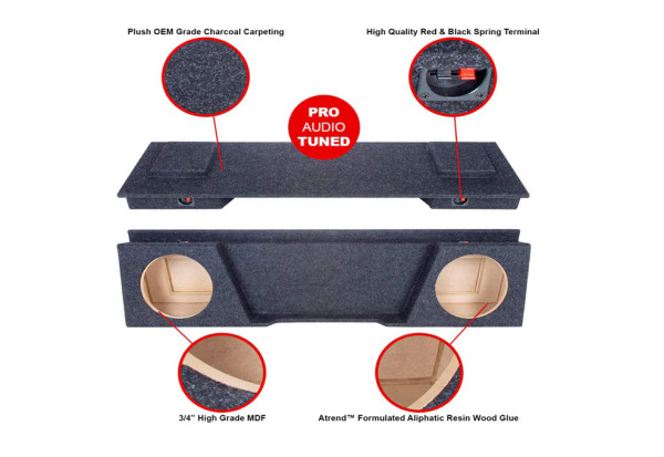 Atrend A142-10CP Dual 10" Sealed Subwoofer Enclosure for 2007-2014 Chevrolet Silverado and GMC Sierra Extended Cab