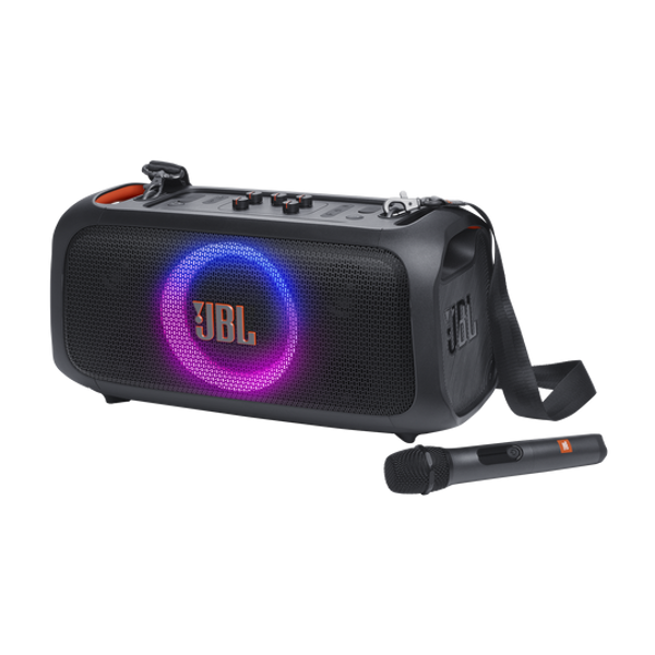 JBL PartyBox On-the-Go Essential Portable Party Speaker with Built-in Lights and Wireless Mic