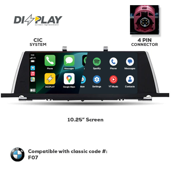 ZZ2 DZZ-CIC-5SGT-F07-10-UHD 10.25" DIZZPLAY for Select 2009-2012 BMW 5 Series GT (F07) with CIC System