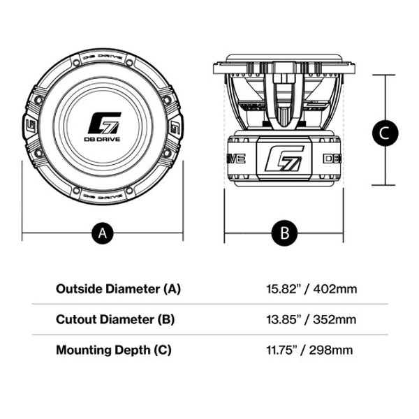 DB Drive G7 15.2 G7 Competition 15" 4000W RMS Car Subwoofer - Dual 2 Ohm