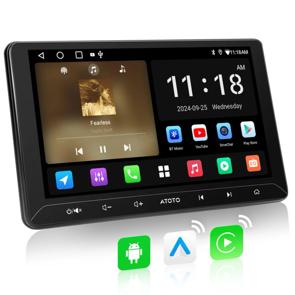 Atoto A5LG211T 10.1" Double Din Car Stereo Receiver with Wireless Carplay & Android Auto