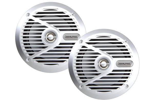 Alpine SPS-M601 6.5” 35W RMS Coaxial 2-Way Marine Speaker with Silver Grilles