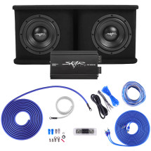 XXX XBX800B Dual 8 in. Bass Box with Amplifier & Wiring Kit 800W Black  Woofers 