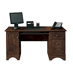 Bush Series A Expandable Single Pedestal Corner Desk in Hansen Cherry, Desks, by BBF