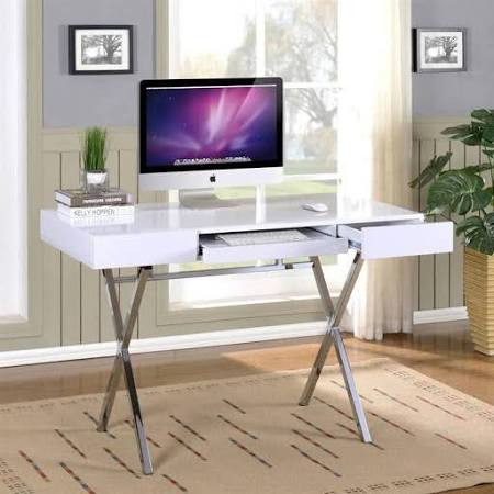KB Furniture X-Design Computer Desk, White Gloss