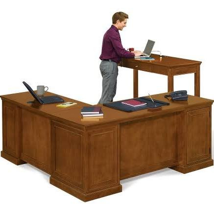 NBF Statesman Executive LDesk and Standing Height Desk Set Signature Series