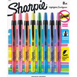 Sharpie 28101 Accent Assorted 8-Color Chisel Tip Retractable Highlighter