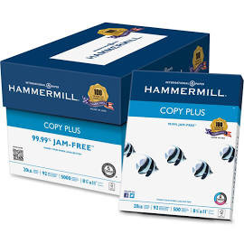 Hammermill CopyPlus White Copy Paper - Letter - 8 1/2" x 11" - 20 lb Paper Weight - 92 GE Brightness - 500 Sheets/ Ream - 10 Reams/ Carton - White