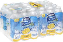 Nestle Pure Life Splash Water, Lemon - 24 pack, 16.9 fl oz bottles