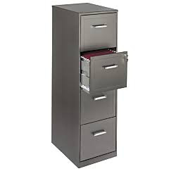 Realspace 18in.D 4-Drawer Vertical File Cabinet, Metallic Charcoal