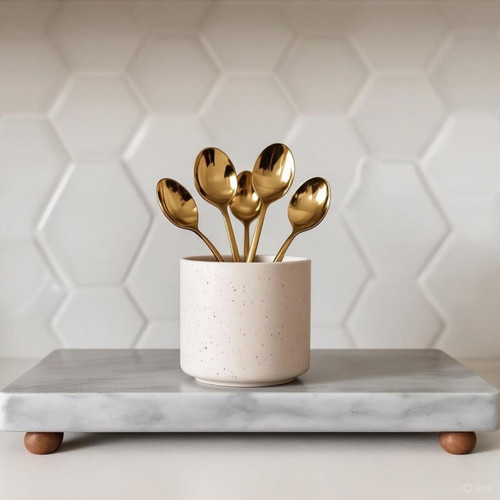 Gold Spoon with Vase