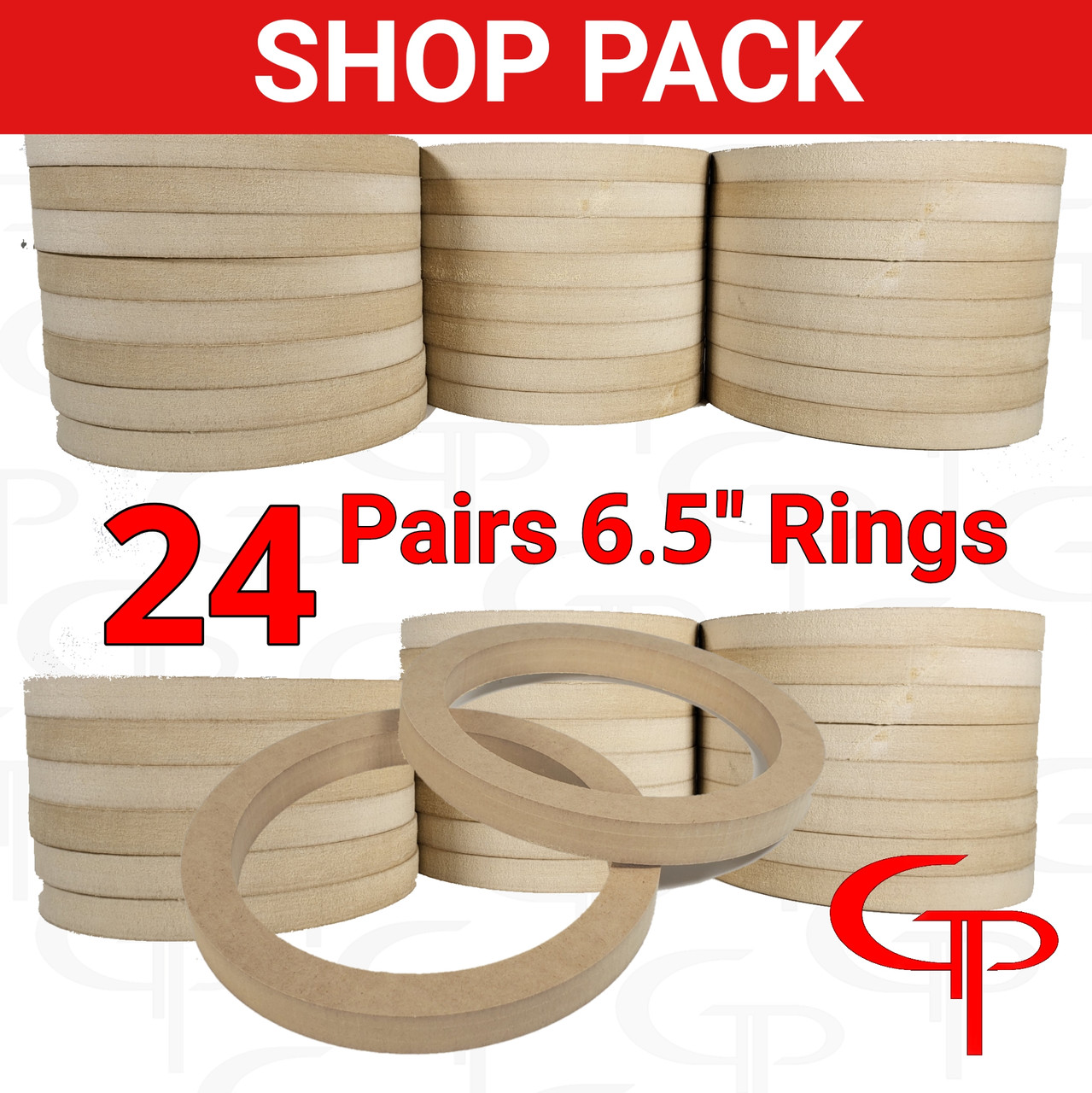 SHOP PACK 24 Pair GP 6.5" Speaker Rings 