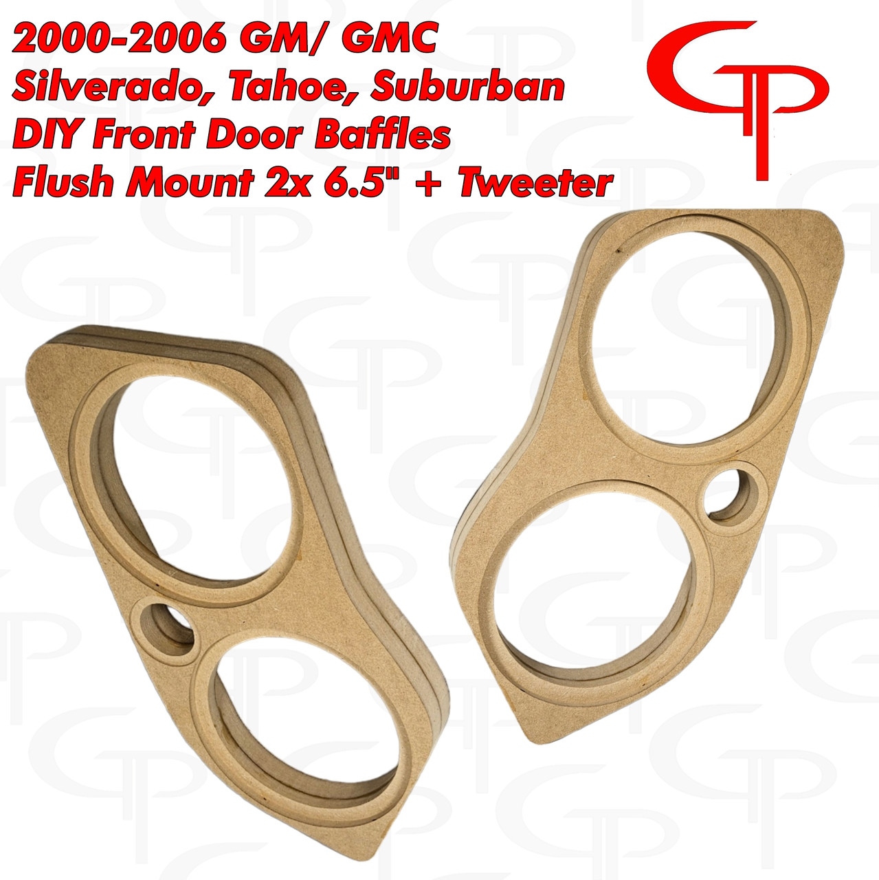 GM 00-06 Silverado Tahoe Yukon Suburban Front Door Baffles Flush Mount 2x 6.5" + Tweeter