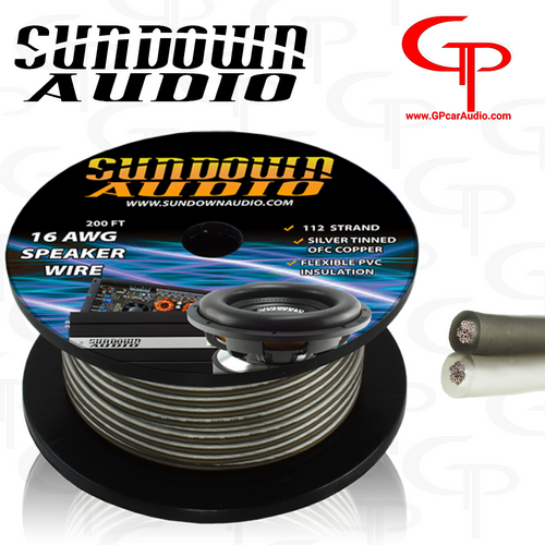 Sundown Audio 16 AWG OFC Speaker Wire 200FT Silver / Black 