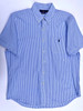 VINTAGE 90'S RALPH LAUREN  POLO BUTTON UP (SEERSUCKER | BABY BLUE STRIPED) - L