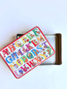 VINTAGE ALPHABET STORAGE / STASH BOX TIN