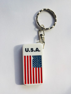 VINTAGE DEADSTOCK AMERICAN FLAG / DOMINO KEYCHAIN- 2-SIDED