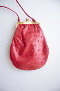 VINTAGE LEATHER RHINESTONE CROSSBODY PURSE
