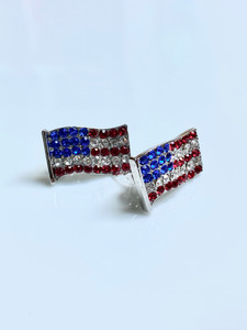 AMERICAN FLAG RHINESTONE EARRINGS