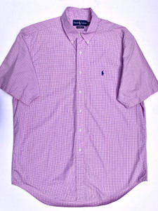 VINTAGE 90'S RALPH LAUREN  POLO BUTTON UP  (STYLE CLASSIC FIT | PINK PLAID) - L
