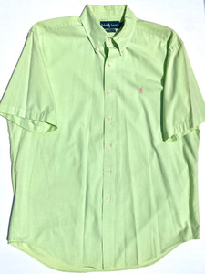 VINTAGE 90S RALPH LAUREN POLO BUTTON UP  (STYLE CLASSIC FIT | LIME GREEN) - L