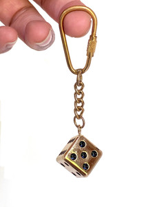 VINTAGE 18K GOLD PLATED DICE KEYCHAIN