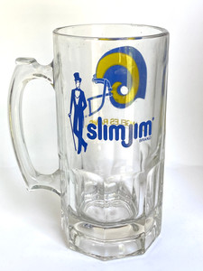 VINTAGE 1990 COLLECTORS EDITION SLIM JIM X LOS ANGELOS RAMS XL FOUNTAIN BEER MUG