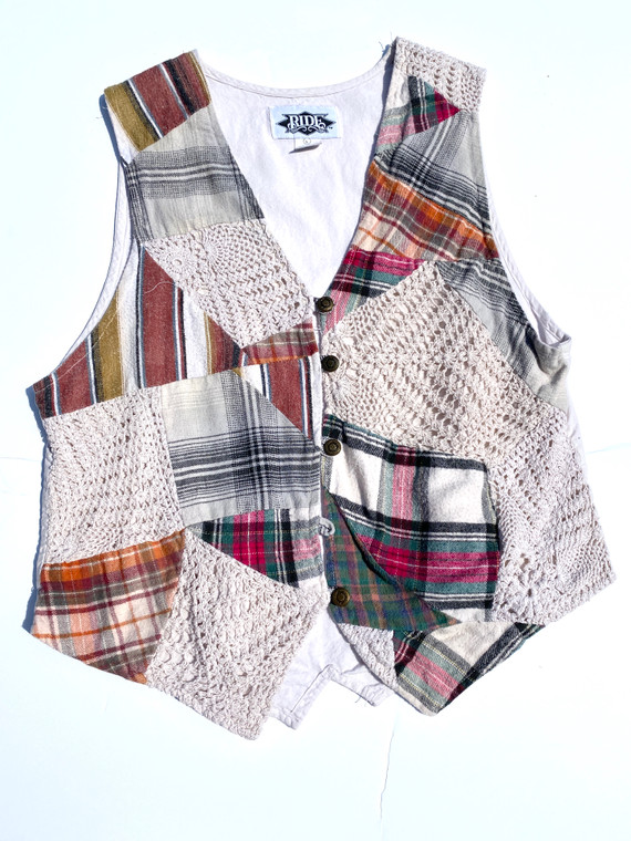 VINTAGE 90S GRUNGE PATCHWORK VEST