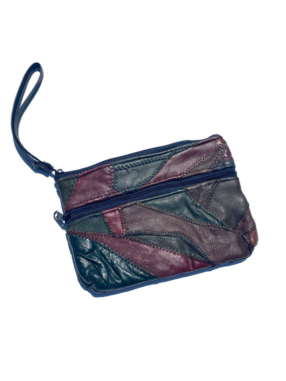 VINTAGE LEATHER PATCHWORK COIN /ID PURSE