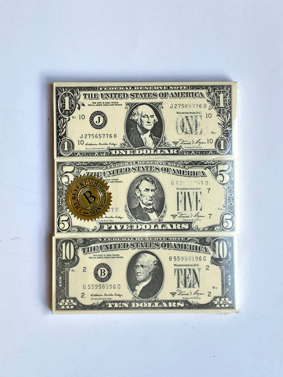 BEVERLY HILLS MINT BANK NOTES LUXURIOUS NOTE PAPER CASH MONEY PAD ( $1, $5, $10 )  - 75 SHEETS