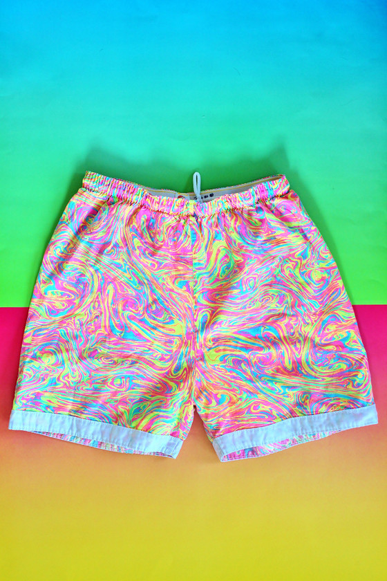 VINTAGE 90S SWIM TRUNK BORDER SHORTS