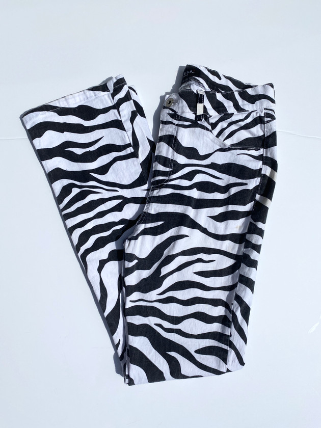 VINTAGE 90S GUESS HIGH WAISTED ZEBRA PRINT PANTS