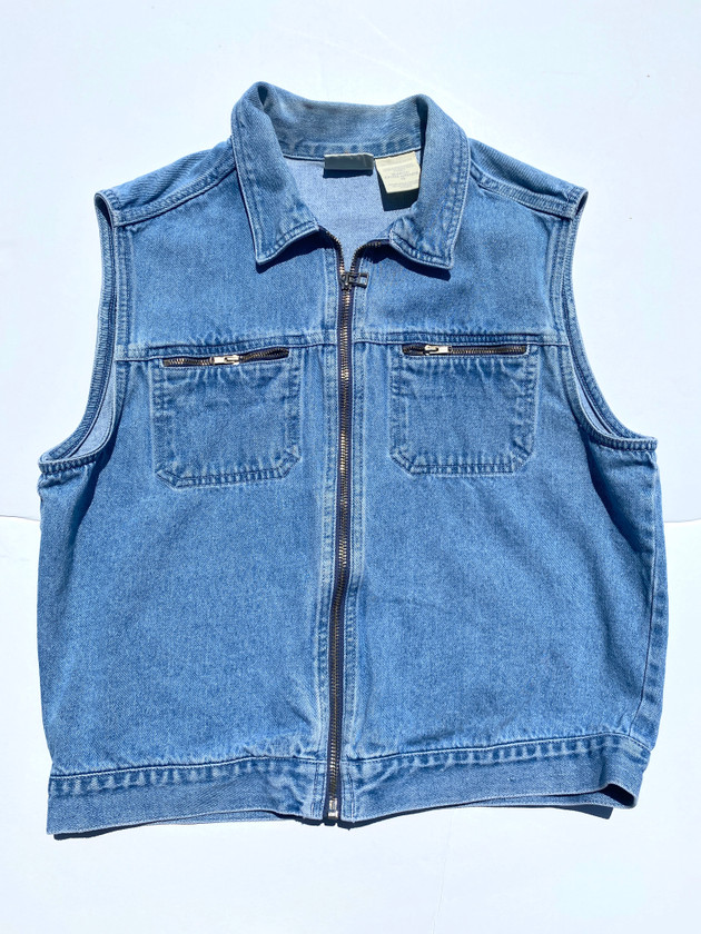VINTAGE DENIM ZIP-UP VEST