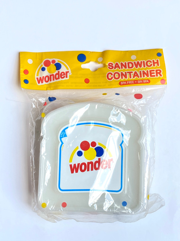 VINTAGE 2010 WONDER BREAD SANDWICH STORAGE CONTAINER (WHITE LID)