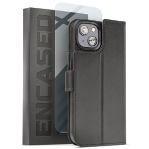 Encased Primo Leather MagSafe Case and Folio Wallet iPhone 14 - Black