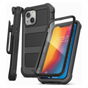 Encased Falcon Shield Case iPhone 13 Mini with Belt Clip Holster - Black