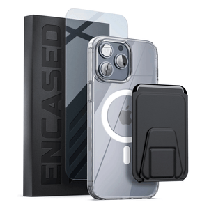 Encased Clear Back Magsafe Case iPhone 14 Pro with Leather Wallet - Clear