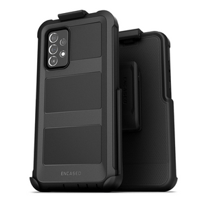 Encased Falcon Case Built-in Screen Guard Samsung Galaxy A72 With Belt Clip Holster - Black