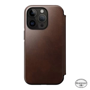 Nomad Horween Leather Folio Wallet iPhone 15 Pro - Rustic Brown
