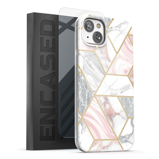 Encased Lexion MagSafe Case with Screen Protector iPhone 14 Plus - White Marble