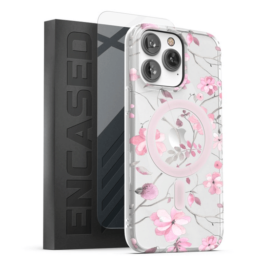 Encased Lexion MagSafe Case with Screen Protector iPhone 14 Pro - Pink Flowers