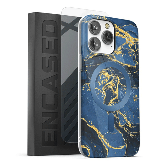 Encased Lexion MagSafe Case with Screen Protector iPhone 14 Pro Max - Blue Marble