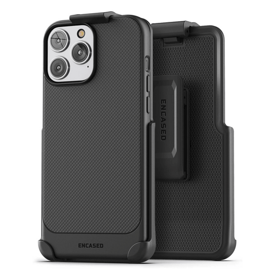Encased Thin Armor Case iPhone 14 Pro with Belt Clip Holster - Black
