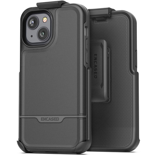 Encased Rebel Case iPhone 14 Plus with Belt Clip Holster - Black
