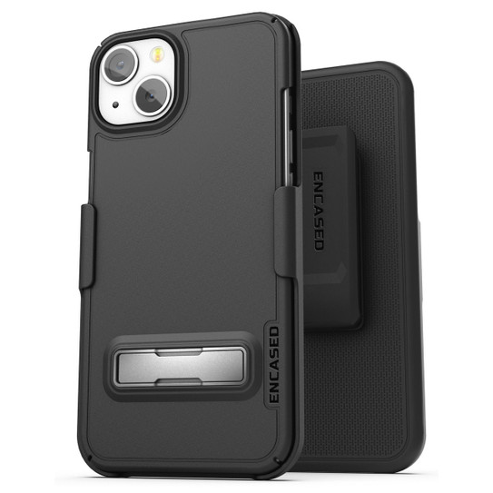 Encased Slimline Case iPhone 13 with Belt Clip Holster - Black