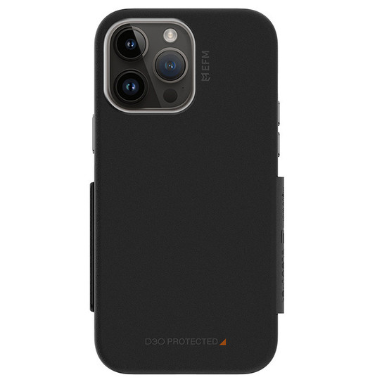 EFM Monaco D3O Leather Wallet Case Armour iPhone 14 Pro - Black/Space Grey