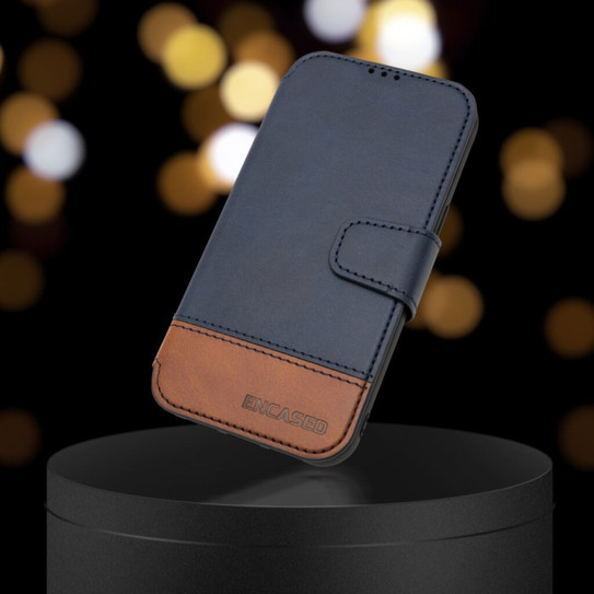 Encased Leather Folio Wallet Case with Screen Protector iPhone 14 Pro Max - Brown