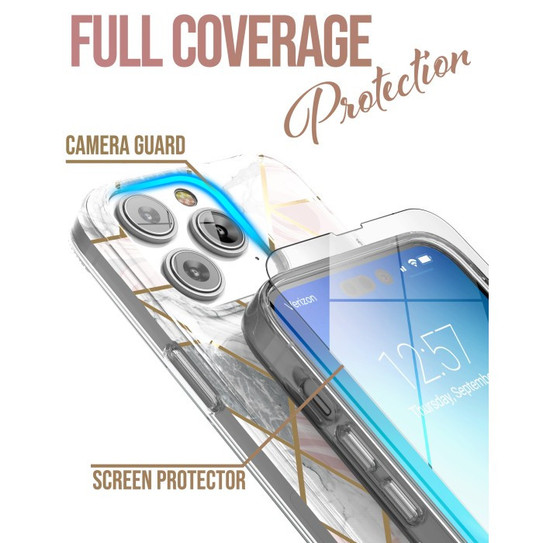 Encased Loop Case with Screen Protector iPhone 14 Pro - White Marble