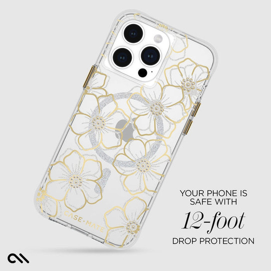 Case-Mate Floral Gems MagSafe Case iPhone 15 Pro - Clear/Gold